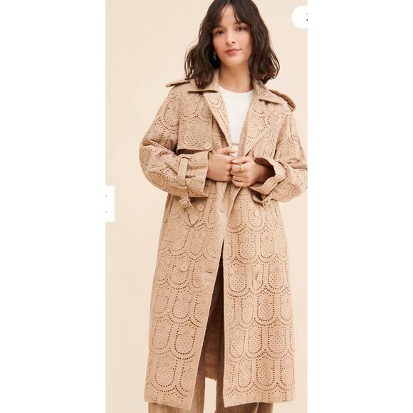 FARM Rio Jackets & Blazers - NWT FARM Rio Pineapple Cotton Eyelet Trench Coat Size Large